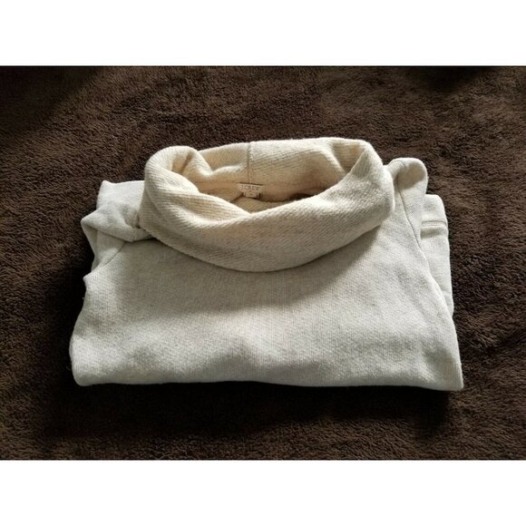 J.Crew Cowl Neck Long Sleeve Kangaroo Pocket Cream Wool Blend Top Sweater Sz XS - Picture 4 of 10
